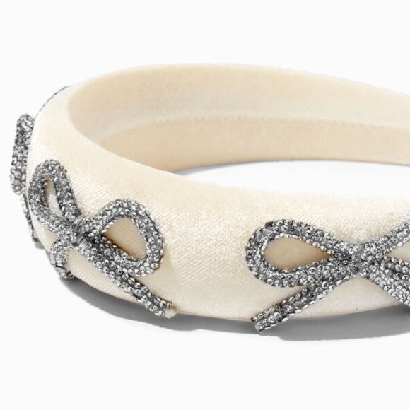 Embellished Bows Puffy Ivory headband New - Picture 2 of 5